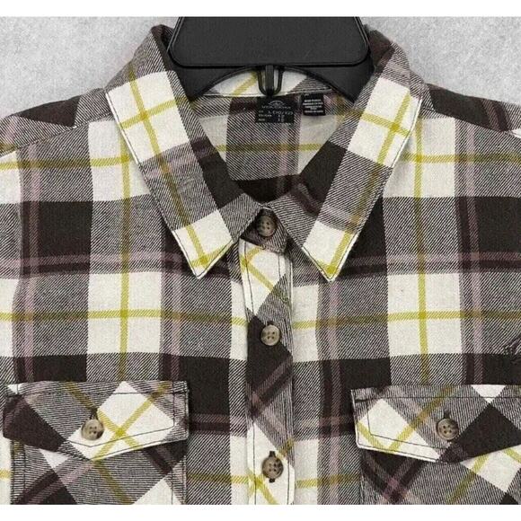 Volcom Flannel Shirt Girls Size 8/10 Espresso Plaid  Getting Rad Button Up NEW - Picture 10 of 16